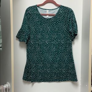 Tickled Teal Polka Dotted Green Blouse